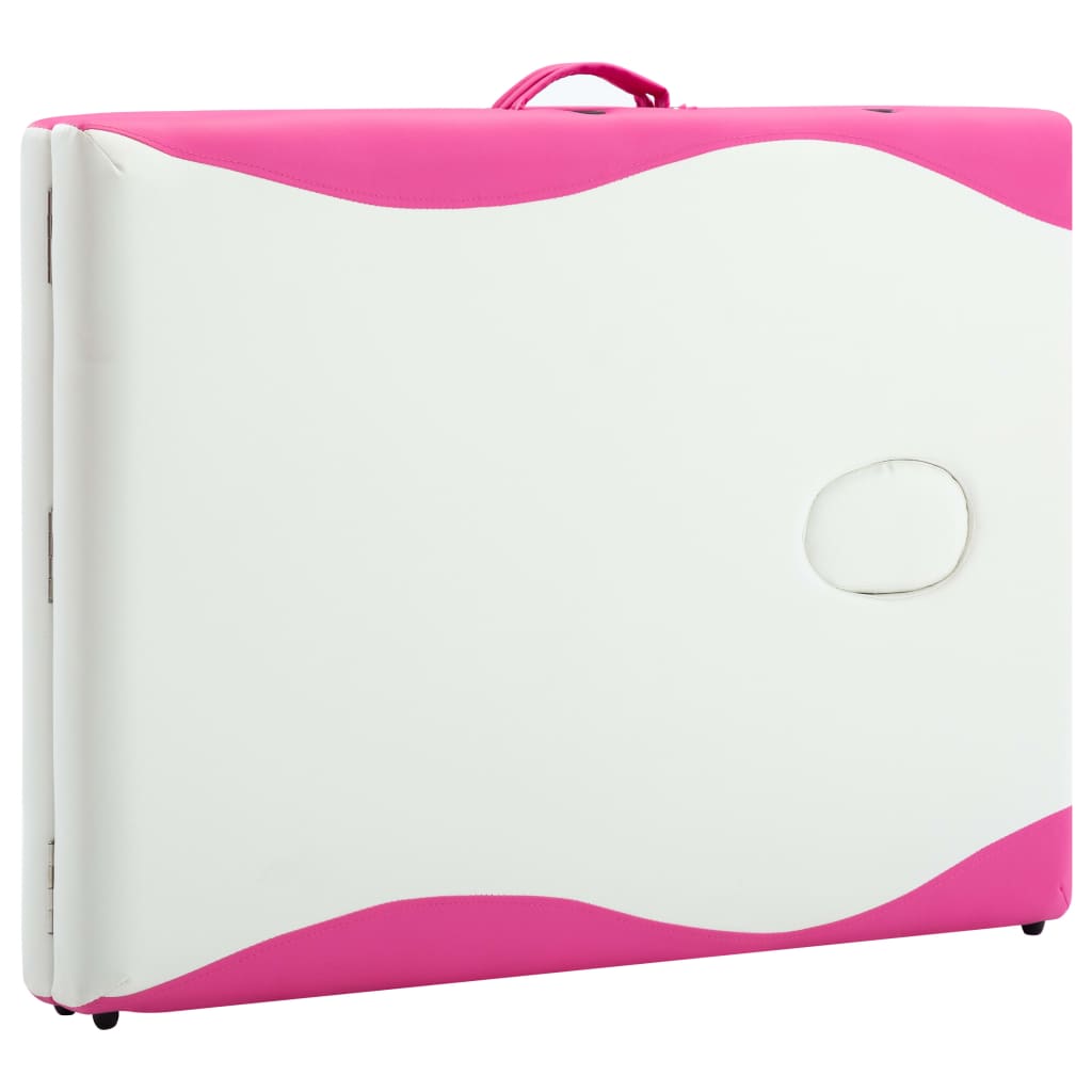 Massageliege Klappbar 2-Zonen Aluminiumgestell Weiß und Rosa - Premium Massagetische - Just €185.11! Shop now at homesales4u
