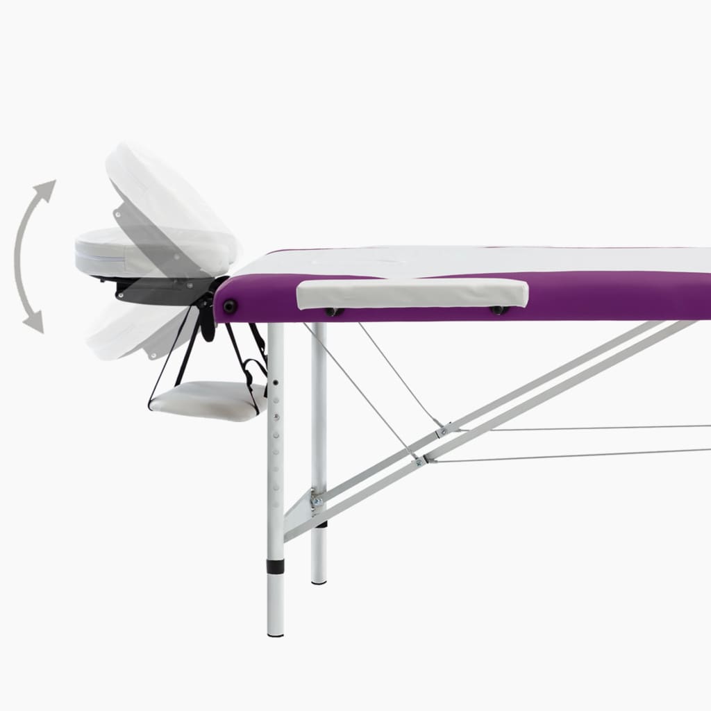 Massageliege Klappbar 3-Zonen Aluminiumgestell Weiß und Lila - Premium Massagetische - Just €209.55! Shop now at homesales4u