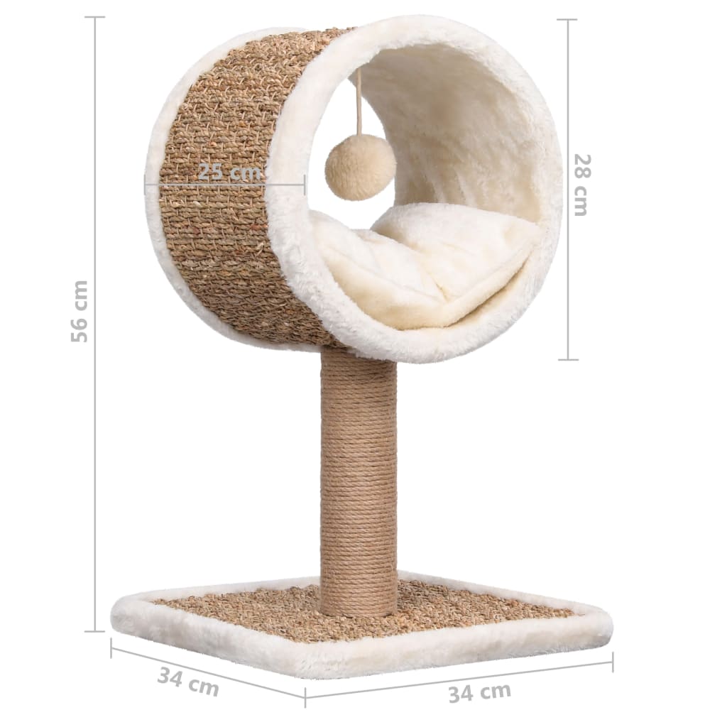 Katzen-Kratzbaum mit Tunnel und Spielzeug 56 cm Seegras - Premium Kratzbäume - Just €62.36! Shop now at homesales4u