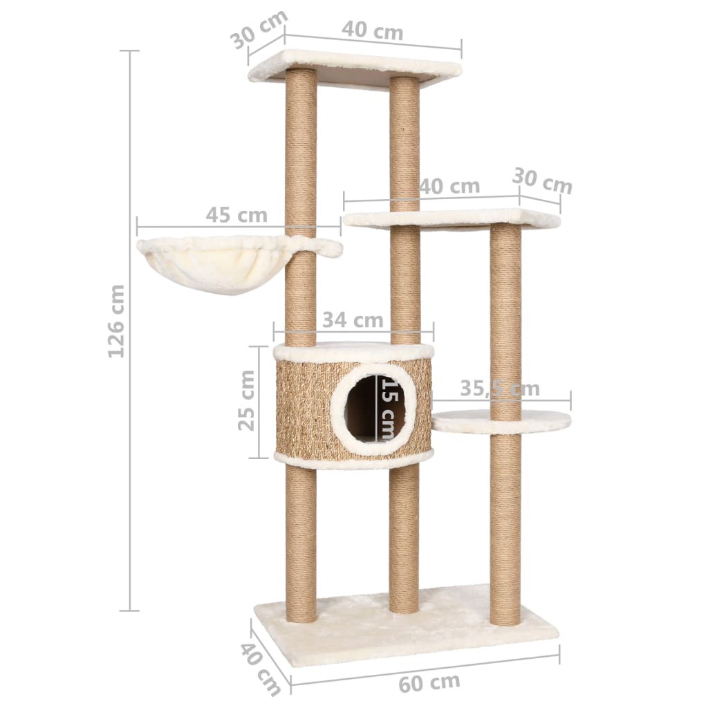 Katzen-Kratzbaum 126 cm Seegras - Premium Kratzbäume - Just €150.41! Shop now at homesales4u
