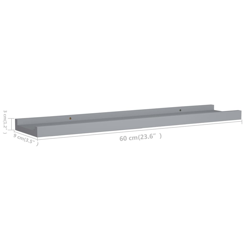Bilderleisten 2 Stk. Grau 60x9x3 cm MDF - Premium Wandregale - Just €27.55! Shop now at homesales4u
