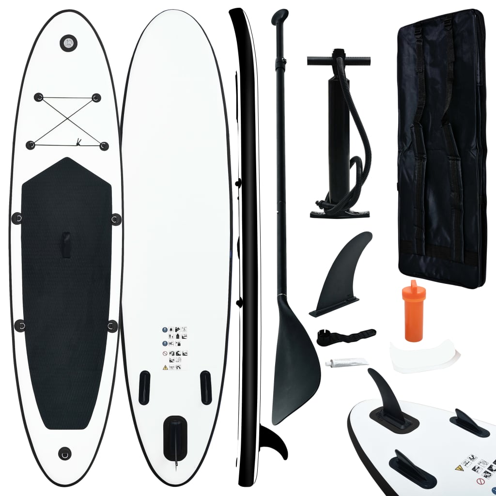 Aufblasbares Stand Up Paddle Board Set Schwarz und Weiß - Premium Paddelboards - Just €318.53! Shop now at homesales4u