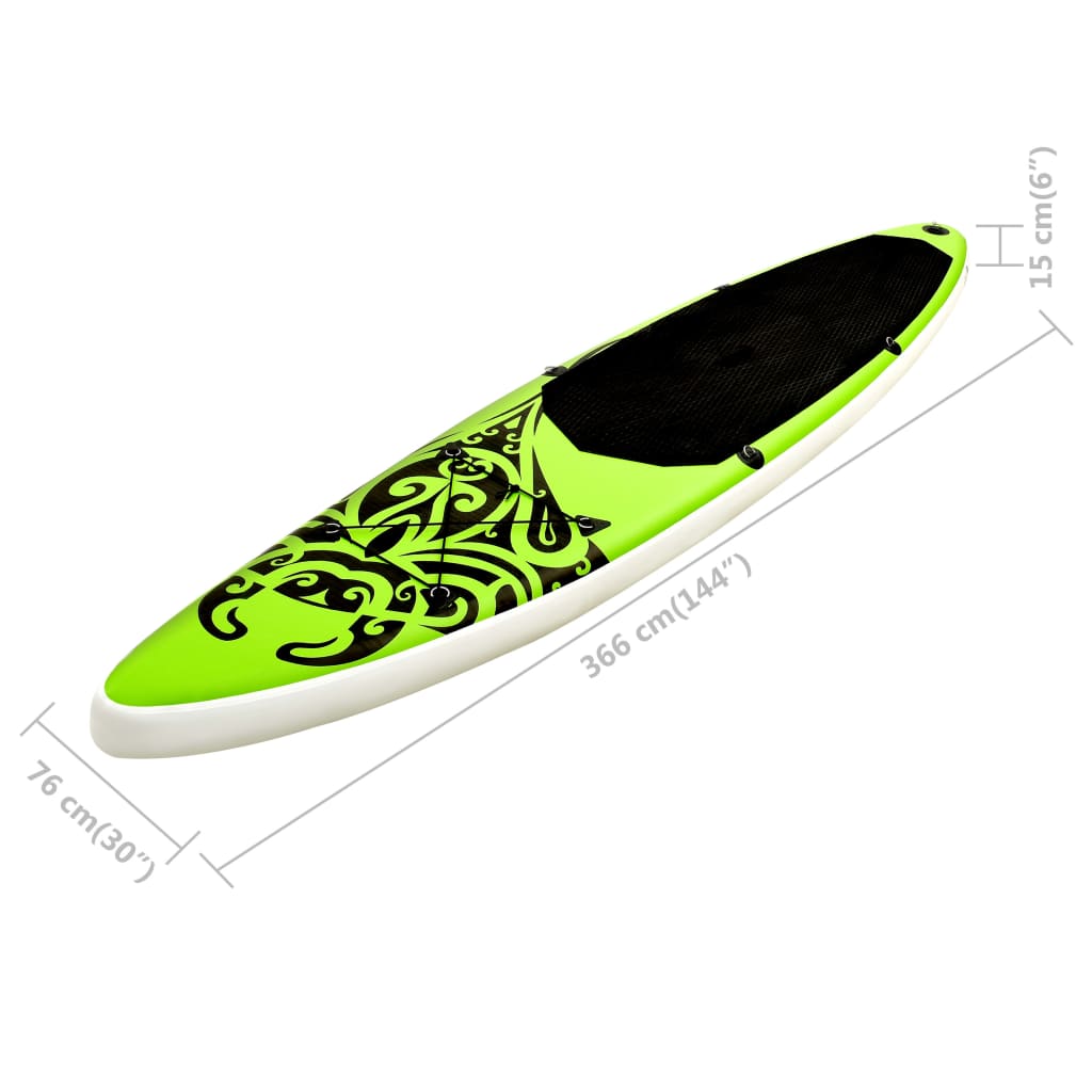 SUP-Board-Set Aufblasbar 366x76x15 cm Grün - Premium Paddelboards - Just €344.75! Shop now at homesales4u