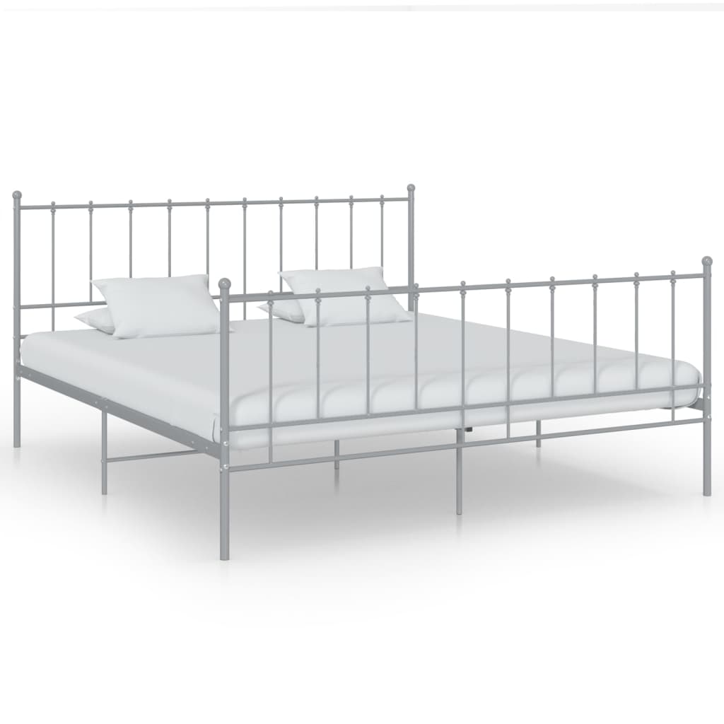 Bett Grau Metall 200x200 cm - Premium Betten & Bettgestelle - Just €118.68! Shop now at homesales4u