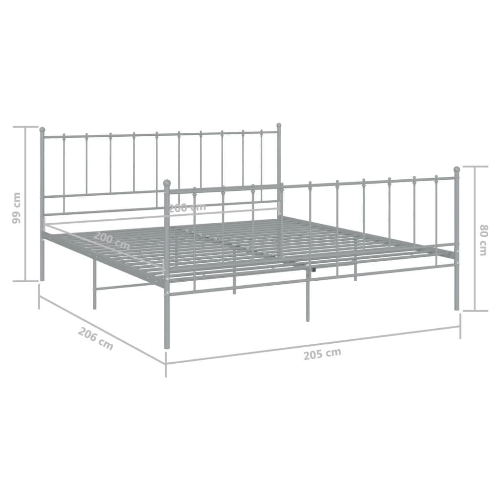 Bett Grau Metall 200x200 cm - Premium Betten & Bettgestelle - Just €118.68! Shop now at homesales4u