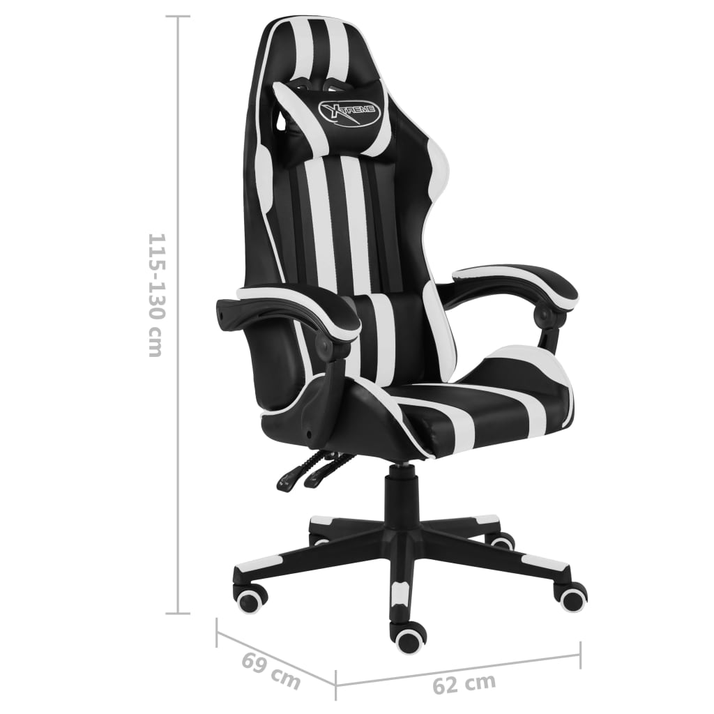 Gaming-Stuhl Schwarz und Weiß Kunstleder - Premium Bürostühle - Just €145.66! Shop now at homesales4u