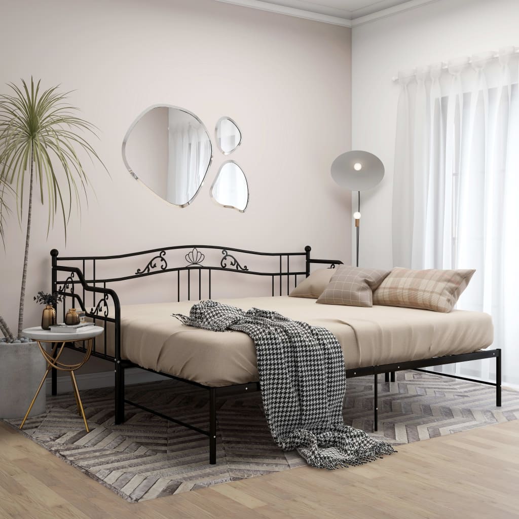 Ausziehsofa Bettgestell Schwarz Metall 90x200 cm - Premium Betten & Bettgestelle - Just €293.85! Shop now at homesales4u
