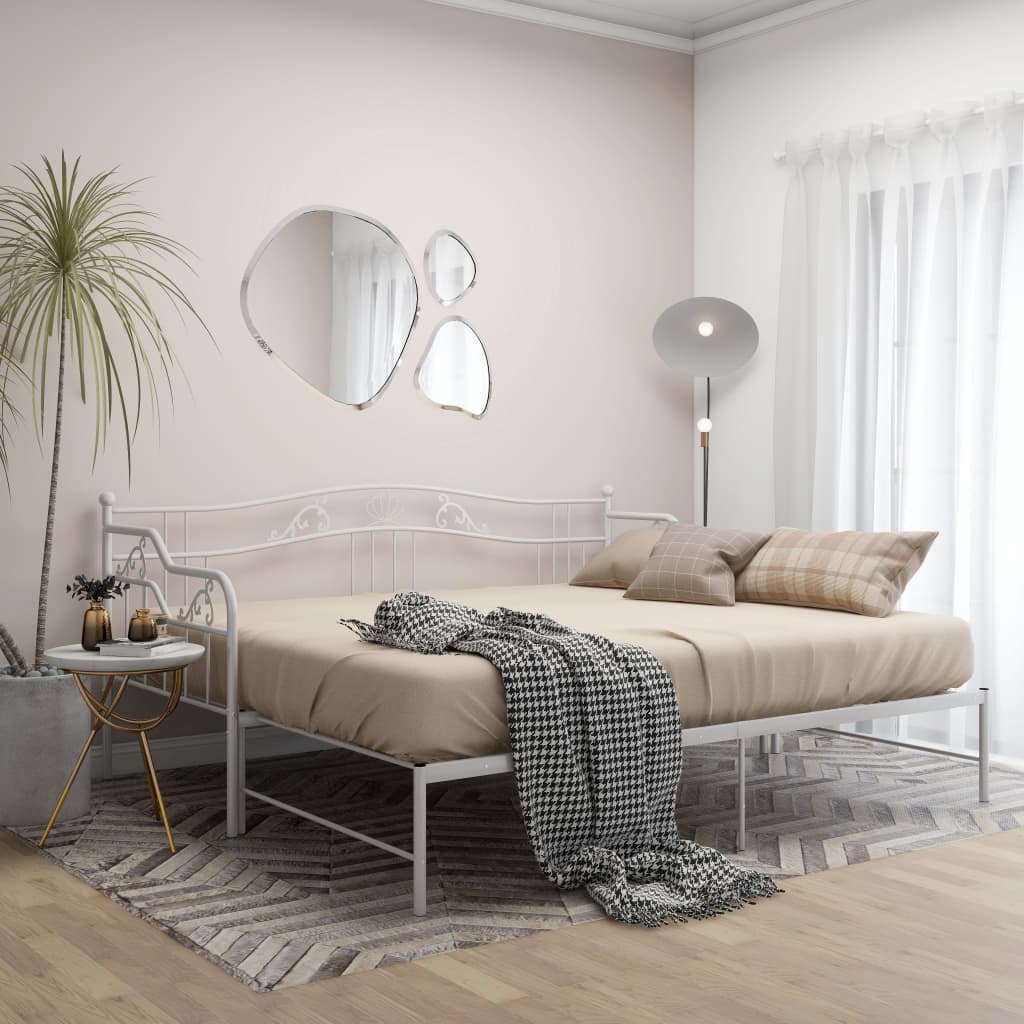 Ausziehsofa Bettgestell Weiß Metall 90x200 cm - Premium Betten & Bettgestelle - Just €244.64! Shop now at homesales4u