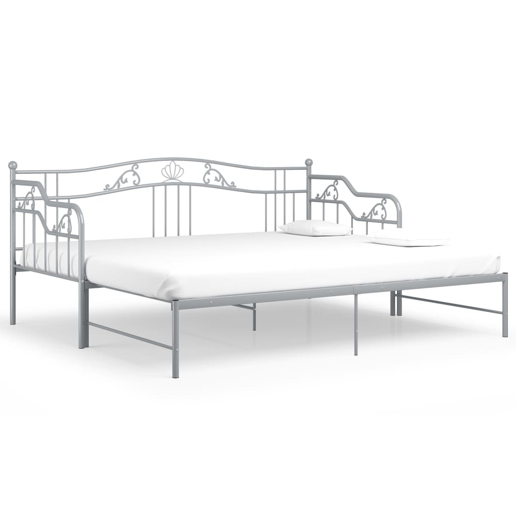 Ausziehsofa Bettgestell Grau Metall 90x200 cm - Premium Betten & Bettgestelle - Just €217.09! Shop now at homesales4u