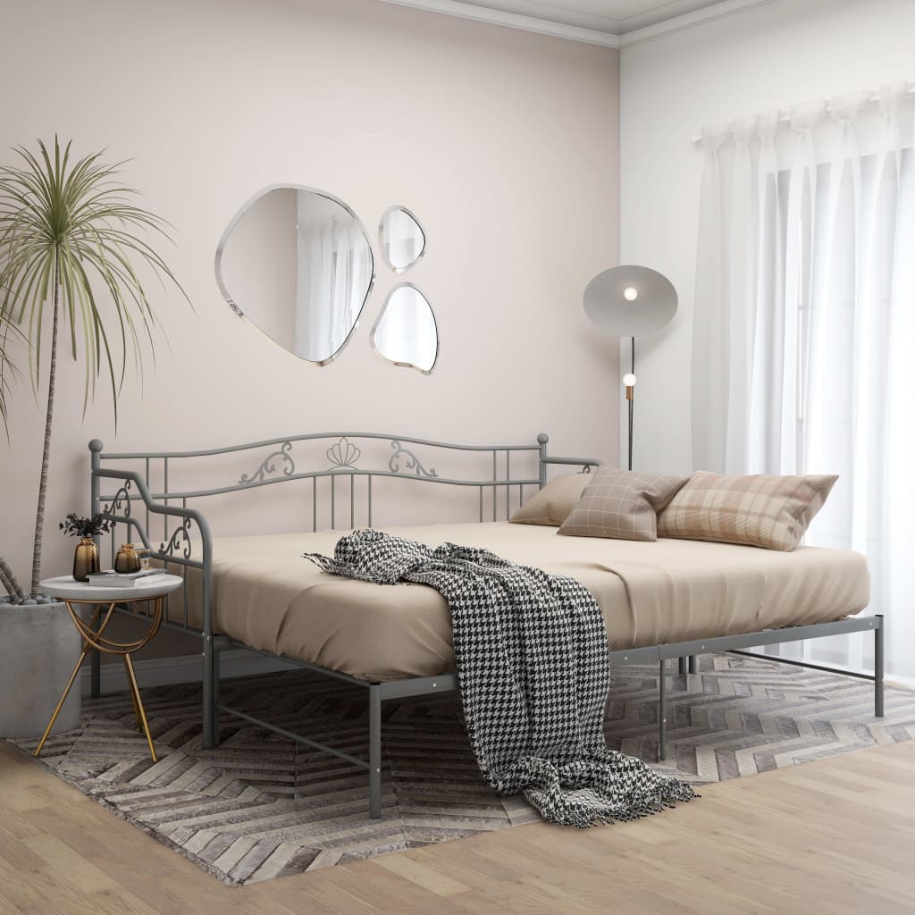 Ausziehsofa Bettgestell Grau Metall 90x200 cm - Premium Betten & Bettgestelle - Just €217.09! Shop now at homesales4u