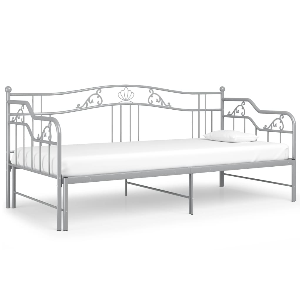 Ausziehsofa Bettgestell Grau Metall 90x200 cm - Premium Betten & Bettgestelle - Just €217.09! Shop now at homesales4u