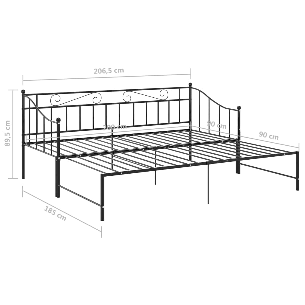 Ausziehsofa Bettgestell Schwarz Metall 90x200 cm - Premium Betten & Bettgestelle - Just €193.96! Shop now at homesales4u