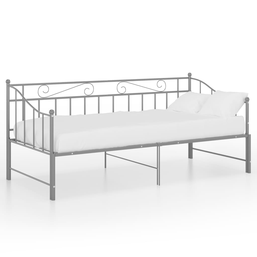 Ausziehsofa Bettgestell Grau Metall 90x200 cm - Premium Betten & Bettgestelle - Just €193.33! Shop now at homesales4u