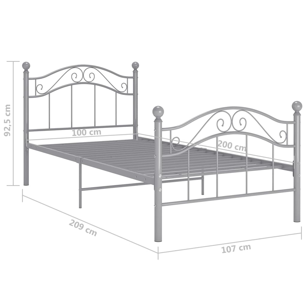 Bett Grau Metall 100x200 cm - Premium Betten & Bettgestelle - Just €131.72! Shop now at homesales4u