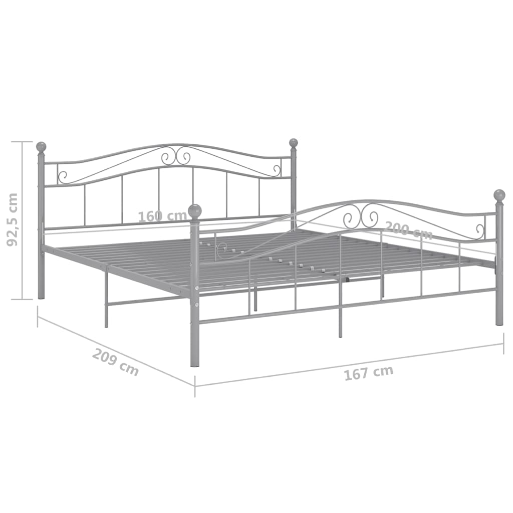 Bett Grau Metall 160x200 cm - Premium Betten & Bettgestelle - Just €190.06! Shop now at homesales4u