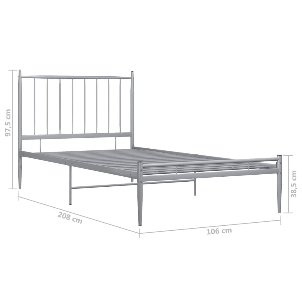 Bett Grau Metall 100x200 cm - Premium Betten & Bettgestelle - Just €139.54! Shop now at homesales4u