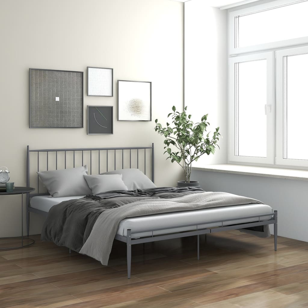 Bett Grau Metall 140x200 cm - Premium Betten & Bettgestelle - Just €172.06! Shop now at homesales4u