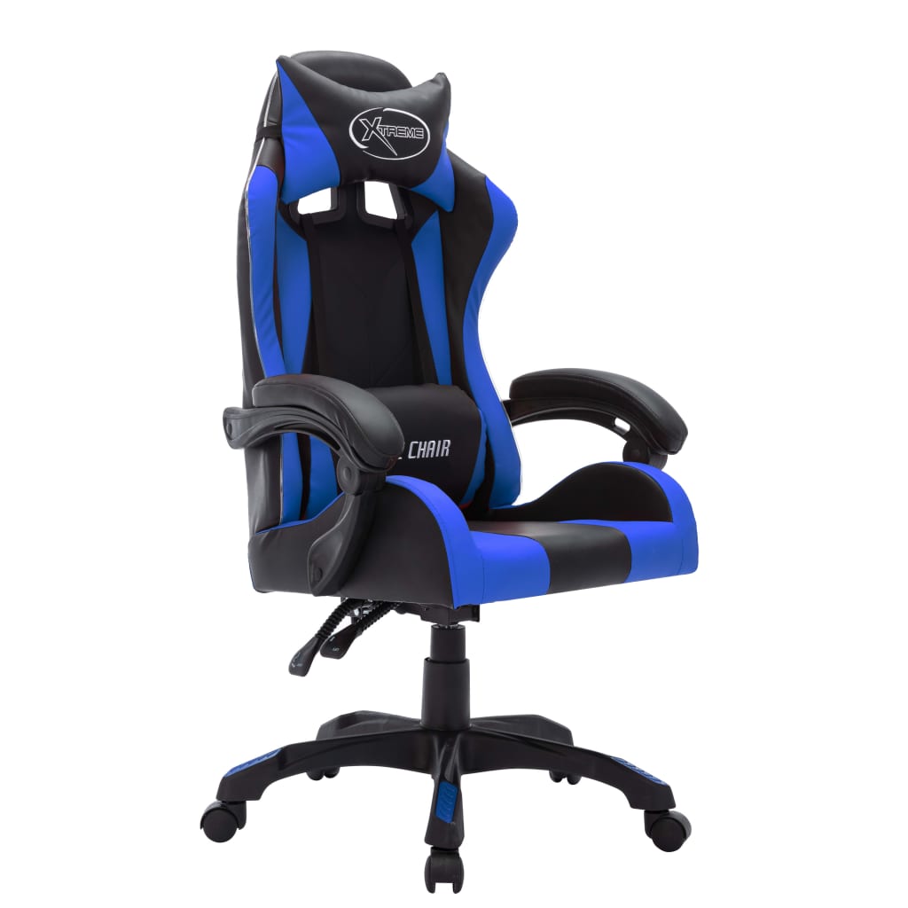 Gaming-Stuhl mit RGB LED-Leuchten Blau und Schwarz Kunstleder - Premium Bürostühle - Just €218.60! Shop now at homesales4u
