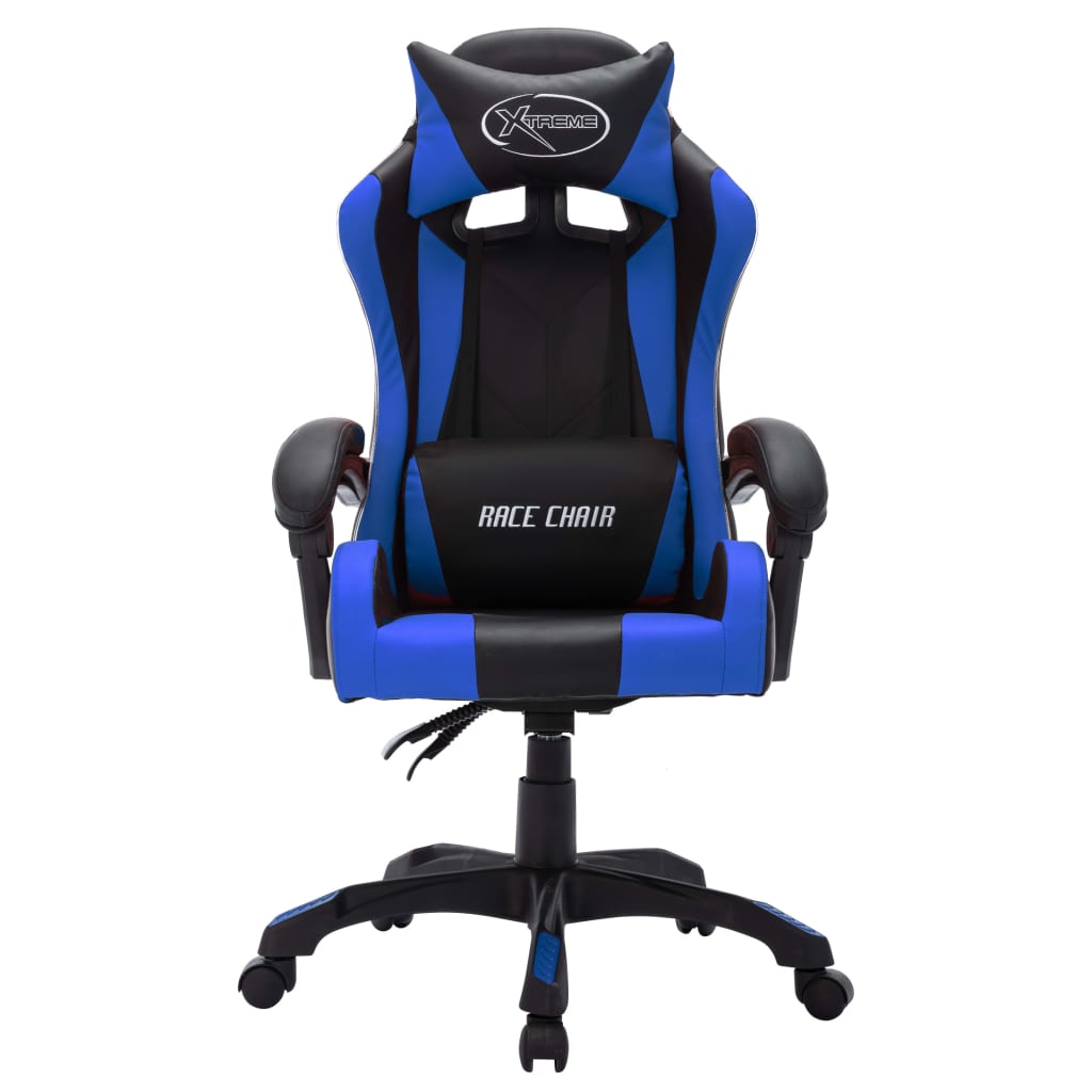 Gaming-Stuhl mit RGB LED-Leuchten Blau und Schwarz Kunstleder - Premium Bürostühle - Just €218.60! Shop now at homesales4u