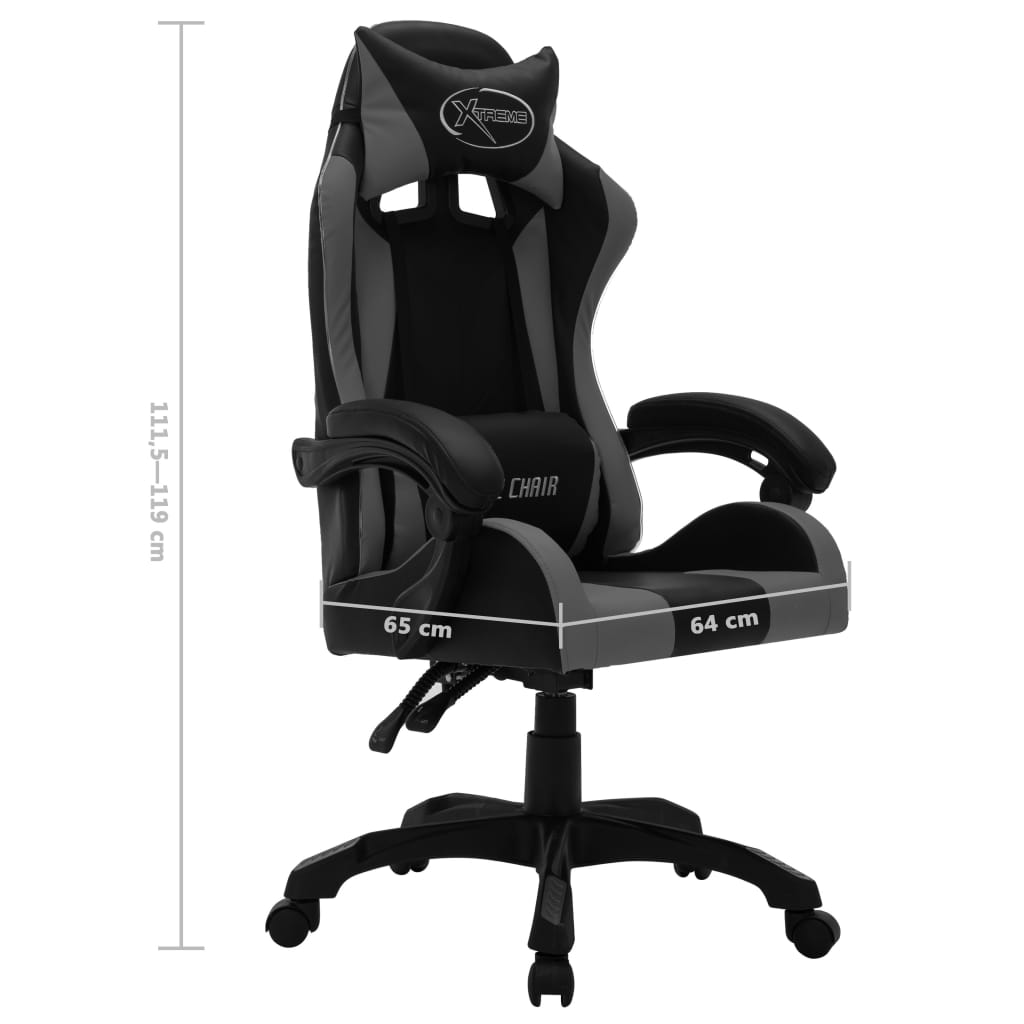 Gaming-Stuhl mit RGB LED-Leuchten Grau und Schwarz Kunstleder - Premium Bürostühle - Just €207.29! Shop now at homesales4u