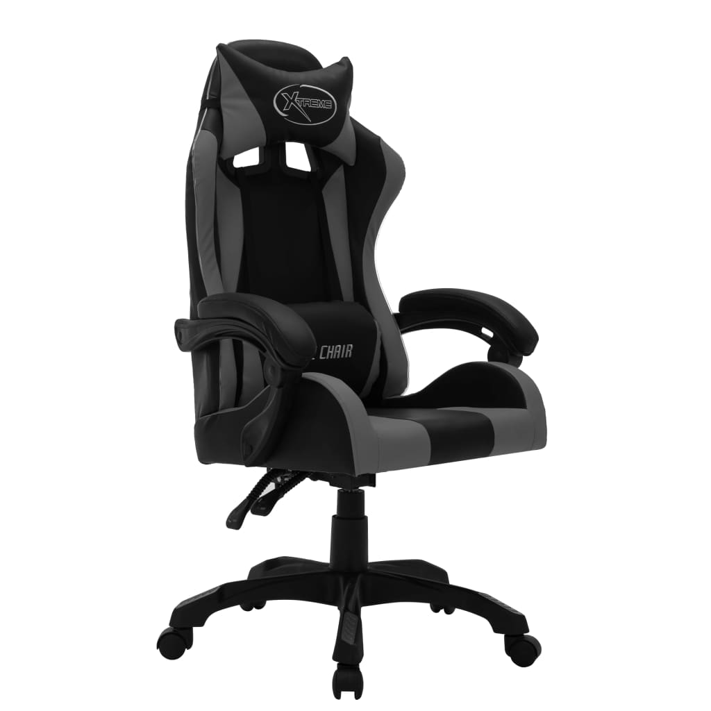 Gaming-Stuhl mit RGB LED-Leuchten Grau und Schwarz Kunstleder - Premium Bürostühle - Just €207.29! Shop now at homesales4u