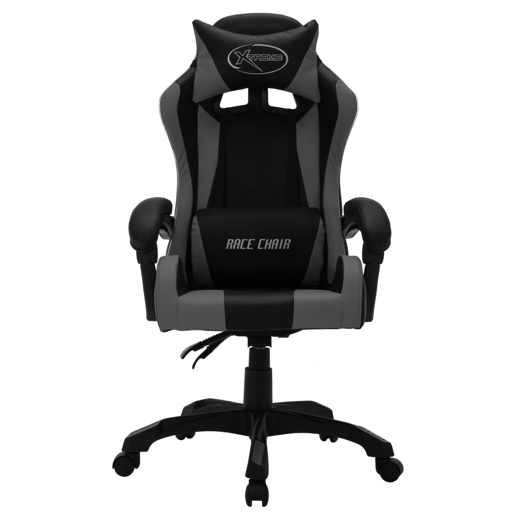 Gaming-Stuhl mit RGB LED-Leuchten Grau und Schwarz Kunstleder - Premium Bürostühle - Just €207.29! Shop now at homesales4u