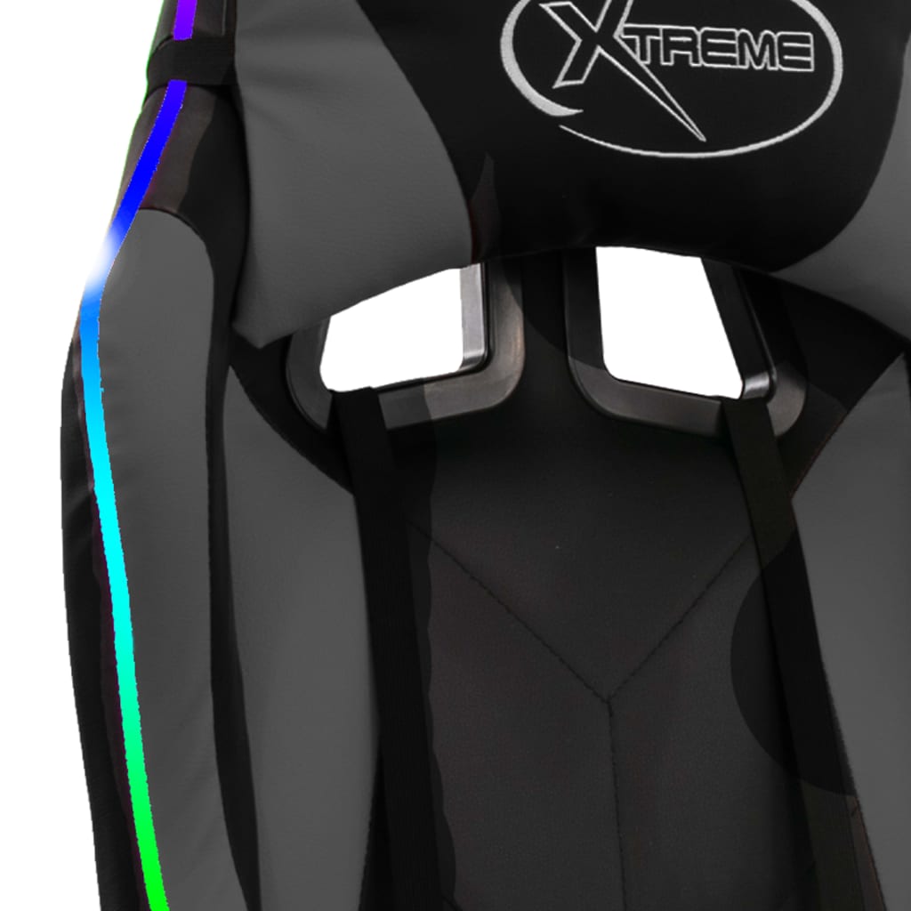 Gaming-Stuhl mit RGB LED-Leuchten Grau und Schwarz Kunstleder - Premium Bürostühle - Just €207.29! Shop now at homesales4u