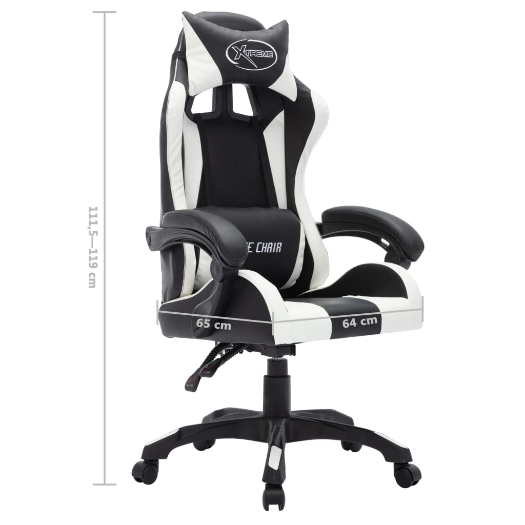 Gaming-Stuhl mit RGB LED-Leuchten Weiß und Schwarz Kunstleder - Premium Bürostühle - Just €236.87! Shop now at homesales4u