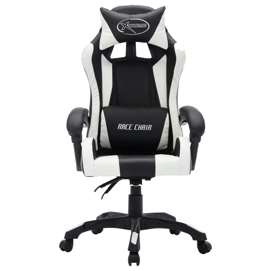 Gaming-Stuhl mit RGB LED-Leuchten Weiß und Schwarz Kunstleder - Premium Bürostühle - Just €236.87! Shop now at homesales4u