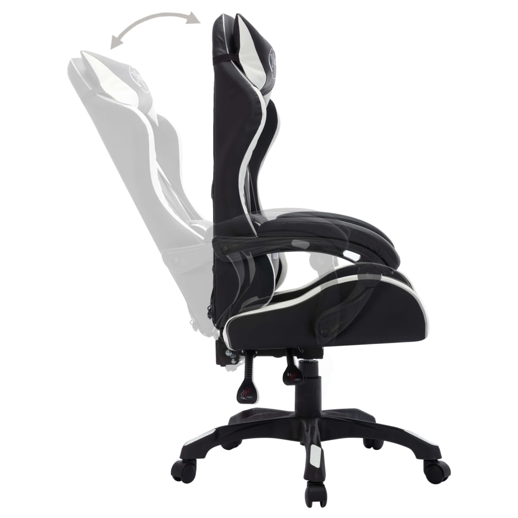 Gaming-Stuhl mit RGB LED-Leuchten Weiß und Schwarz Kunstleder - Premium Bürostühle - Just €236.87! Shop now at homesales4u