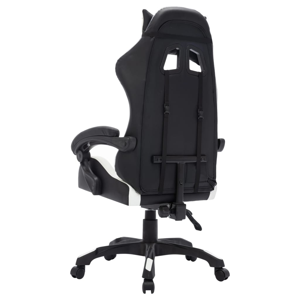 Gaming-Stuhl mit RGB LED-Leuchten Weiß und Schwarz Kunstleder - Premium Bürostühle - Just €236.87! Shop now at homesales4u