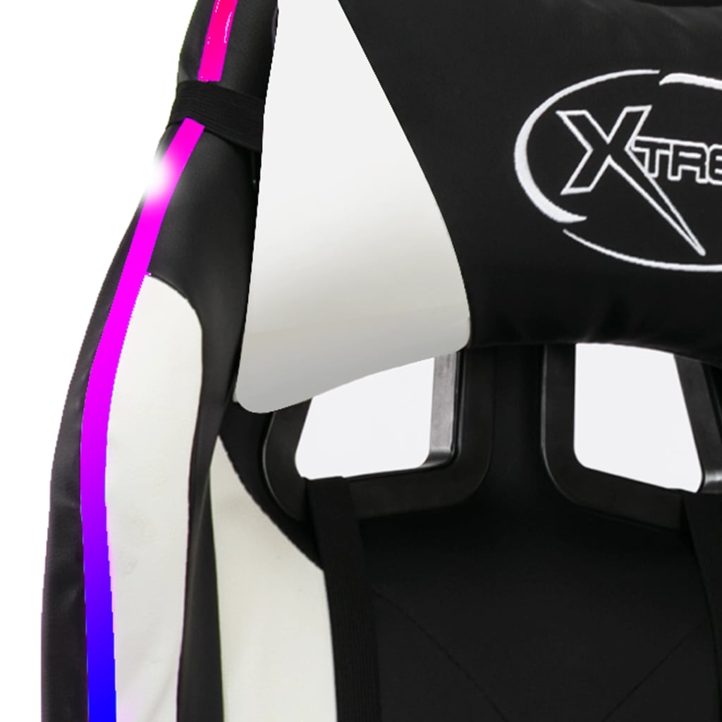 Gaming-Stuhl mit RGB LED-Leuchten Weiß und Schwarz Kunstleder - Premium Bürostühle - Just €236.87! Shop now at homesales4u