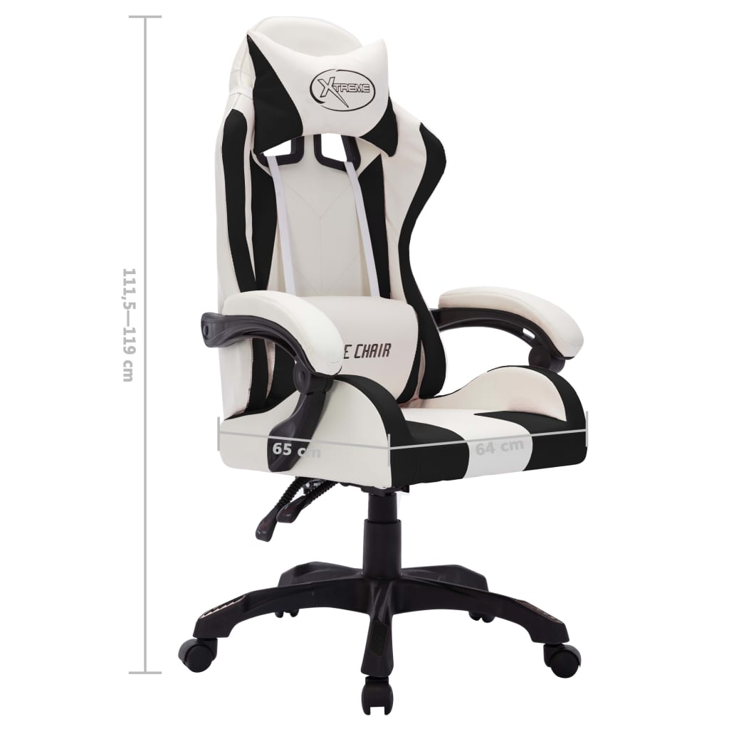 Gaming-Stuhl mit RGB LED-Leuchten Weiß und Schwarz Kunstleder - Premium Bürostühle - Just €233.59! Shop now at homesales4u