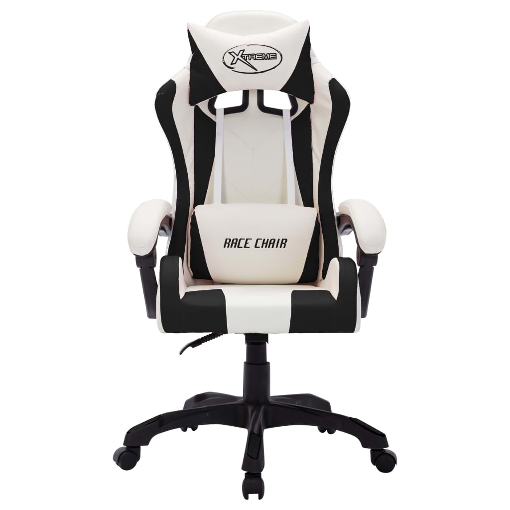 Gaming-Stuhl mit RGB LED-Leuchten Weiß und Schwarz Kunstleder - Premium Bürostühle - Just €233.59! Shop now at homesales4u