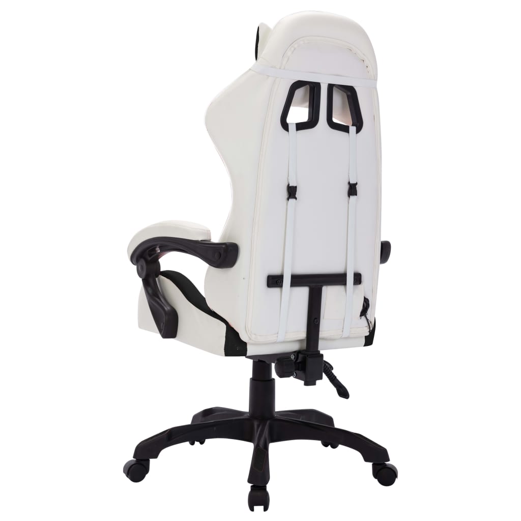 Gaming-Stuhl mit RGB LED-Leuchten Weiß und Schwarz Kunstleder - Premium Bürostühle - Just €233.59! Shop now at homesales4u