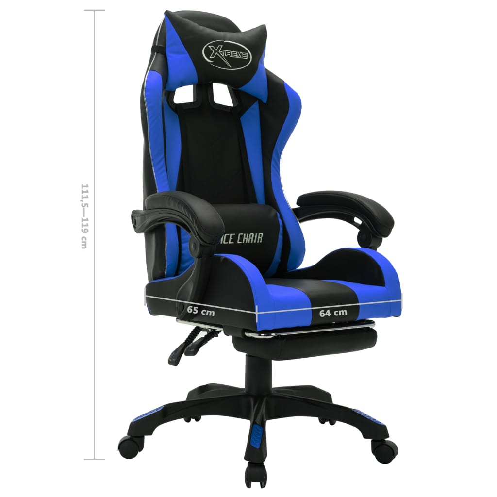 Gaming-Stuhl mit RGB LED-Leuchten Blau und Schwarz Kunstleder - Premium Bürostühle - Just €219.98! Shop now at homesales4u
