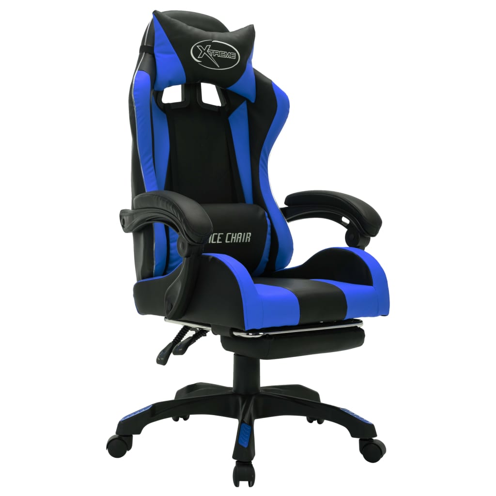 Gaming-Stuhl mit RGB LED-Leuchten Blau und Schwarz Kunstleder - Premium Bürostühle - Just €219.98! Shop now at homesales4u