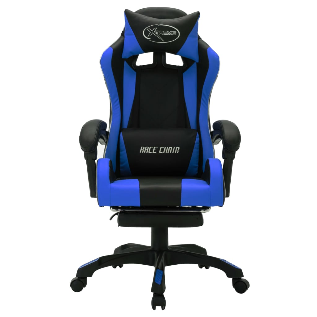 Gaming-Stuhl mit RGB LED-Leuchten Blau und Schwarz Kunstleder - Premium Bürostühle - Just €219.98! Shop now at homesales4u