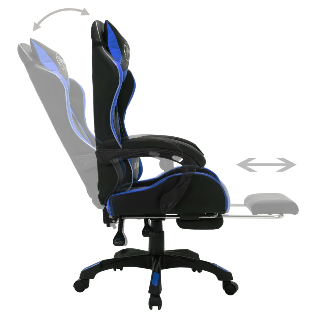 Gaming-Stuhl mit RGB LED-Leuchten Blau und Schwarz Kunstleder - Premium Bürostühle - Just €219.98! Shop now at homesales4u