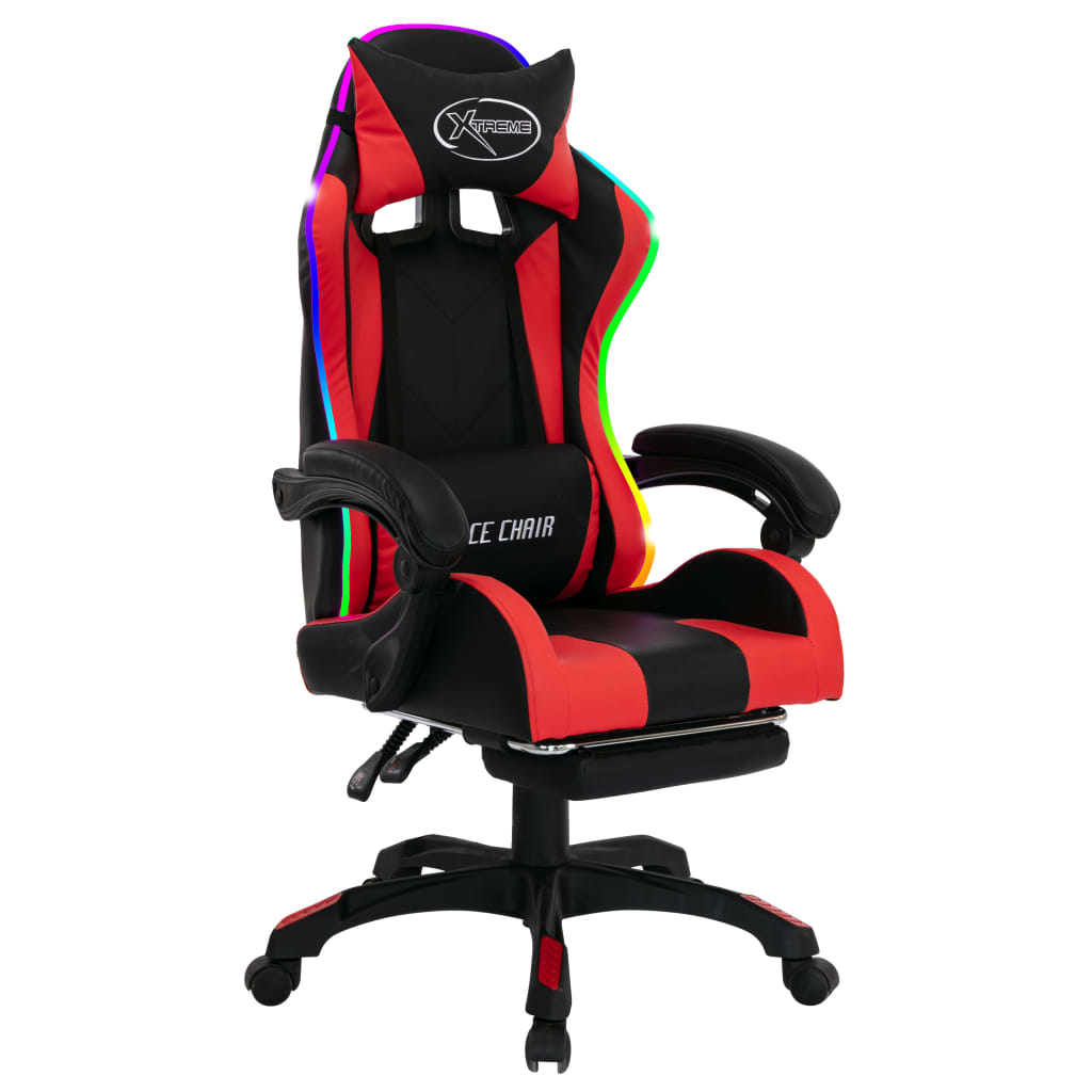 Gaming-Stuhl mit RGB LED-Leuchten Rot und Schwarz Kunstleder - Premium Bürostühle - Just €229.84! Shop now at homesales4u