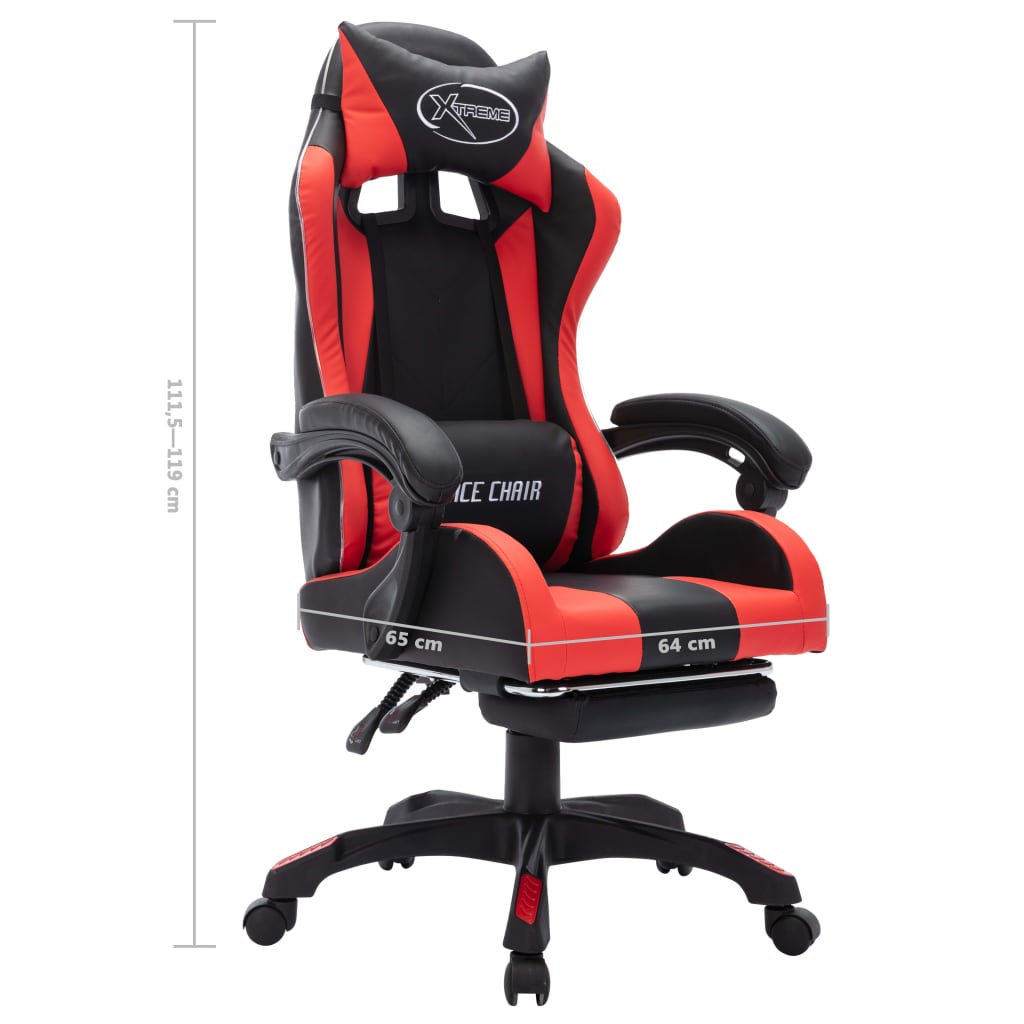 Gaming-Stuhl mit RGB LED-Leuchten Rot und Schwarz Kunstleder - Premium Bürostühle - Just €229.84! Shop now at homesales4u