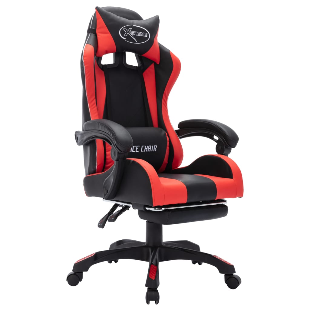 Gaming-Stuhl mit RGB LED-Leuchten Rot und Schwarz Kunstleder - Premium Bürostühle - Just €229.84! Shop now at homesales4u