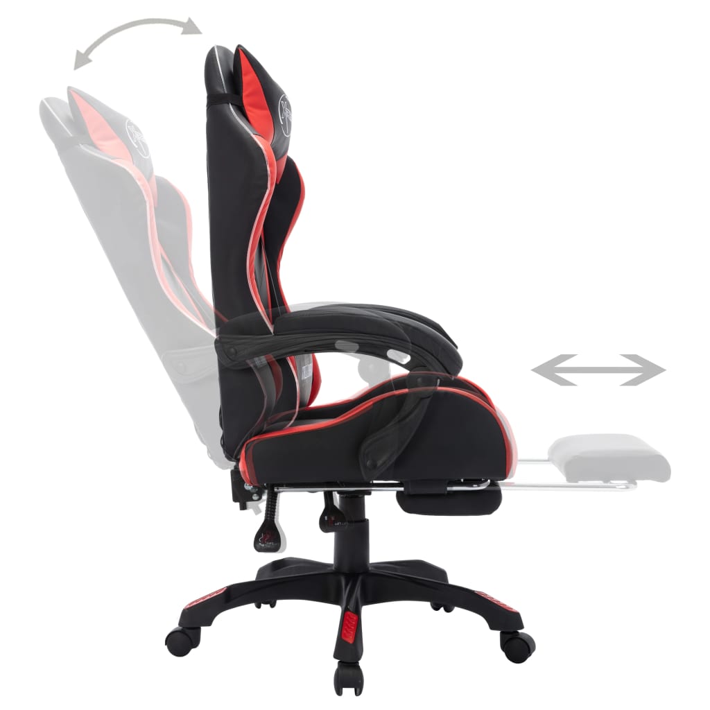 Gaming-Stuhl mit RGB LED-Leuchten Rot und Schwarz Kunstleder - Premium Bürostühle - Just €229.84! Shop now at homesales4u