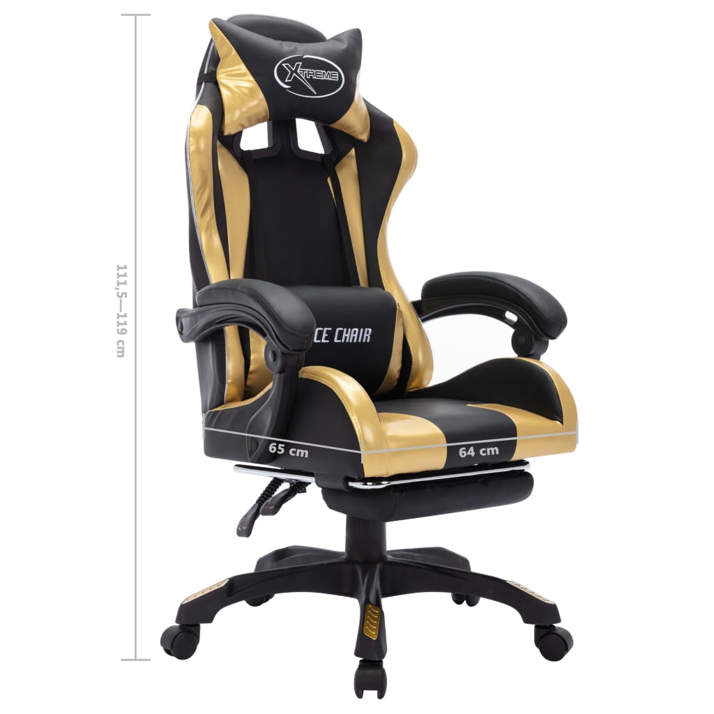Gaming-Stuhl mit RGB LED-Leuchten Gold und Schwarz Kunstleder - Premium Bürostühle - Just €231.51! Shop now at homesales4u