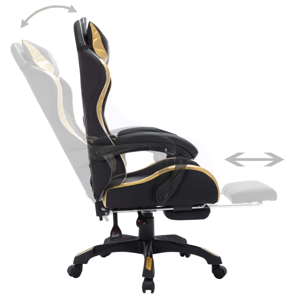 Gaming-Stuhl mit RGB LED-Leuchten Gold und Schwarz Kunstleder - Premium Bürostühle - Just €231.51! Shop now at homesales4u