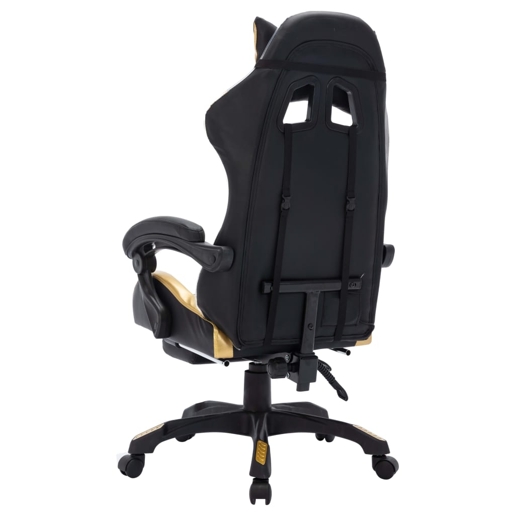 Gaming-Stuhl mit RGB LED-Leuchten Gold und Schwarz Kunstleder - Premium Bürostühle - Just €231.51! Shop now at homesales4u
