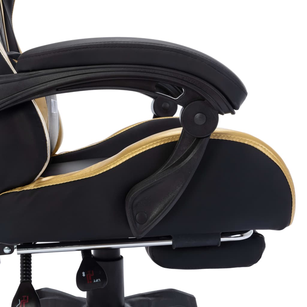 Gaming-Stuhl mit RGB LED-Leuchten Gold und Schwarz Kunstleder - Premium Bürostühle - Just €231.51! Shop now at homesales4u