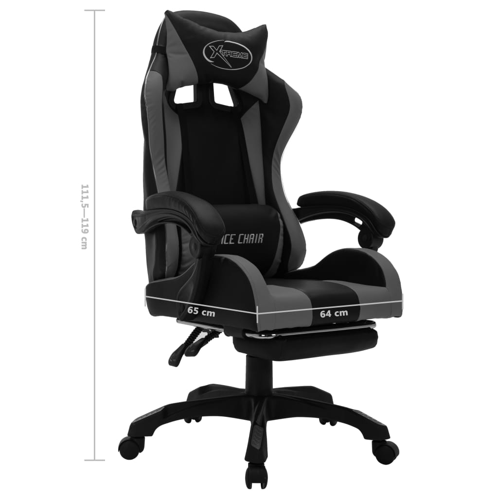 Gaming-Stuhl mit RGB LED-Leuchten Grau und Schwarz Kunstleder - Premium Bürostühle - Just €279.12! Shop now at homesales4u
