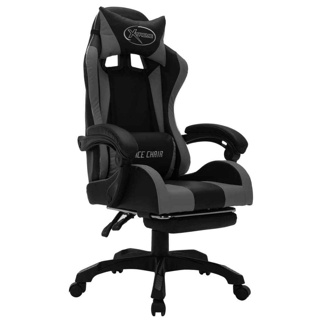 Gaming-Stuhl mit RGB LED-Leuchten Grau und Schwarz Kunstleder - Premium Bürostühle - Just €279.12! Shop now at homesales4u