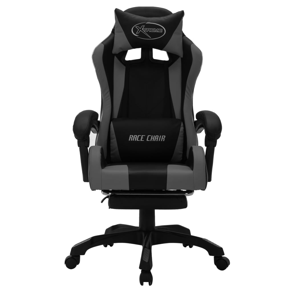 Gaming-Stuhl mit RGB LED-Leuchten Grau und Schwarz Kunstleder - Premium Bürostühle - Just €279.12! Shop now at homesales4u